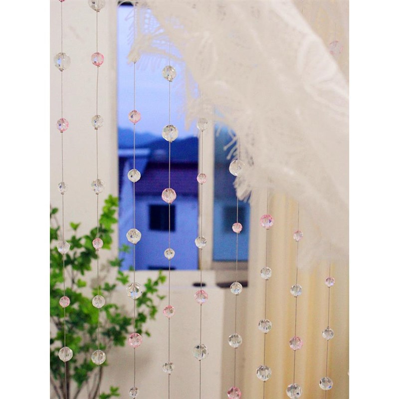 水晶珠帘门帘挂帘免打孔客餐厅隔断帘玄关卫生间帘子客厅卧室装饰