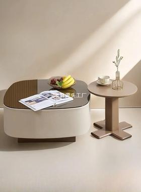 现代极简客厅用小家户型新组合茶54866几意式轻岩板奶油奢款边几