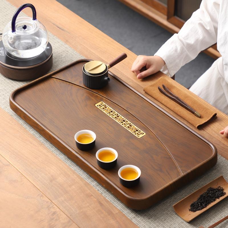 端排实木高整块茶盘长方形水式家小型干泡茶台简易办KNK公室茶用