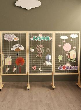 儿园架子展示木节日子实收纳LHD网格置幼架幼儿实移动木作展示物