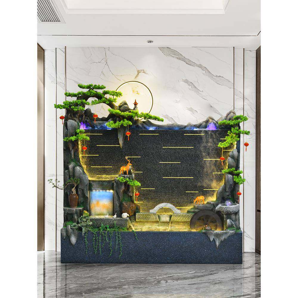 墙客厅缸水幕鱼屏FTP风落地摆件庭院流水墙大酒店堂装饰户外鱼池