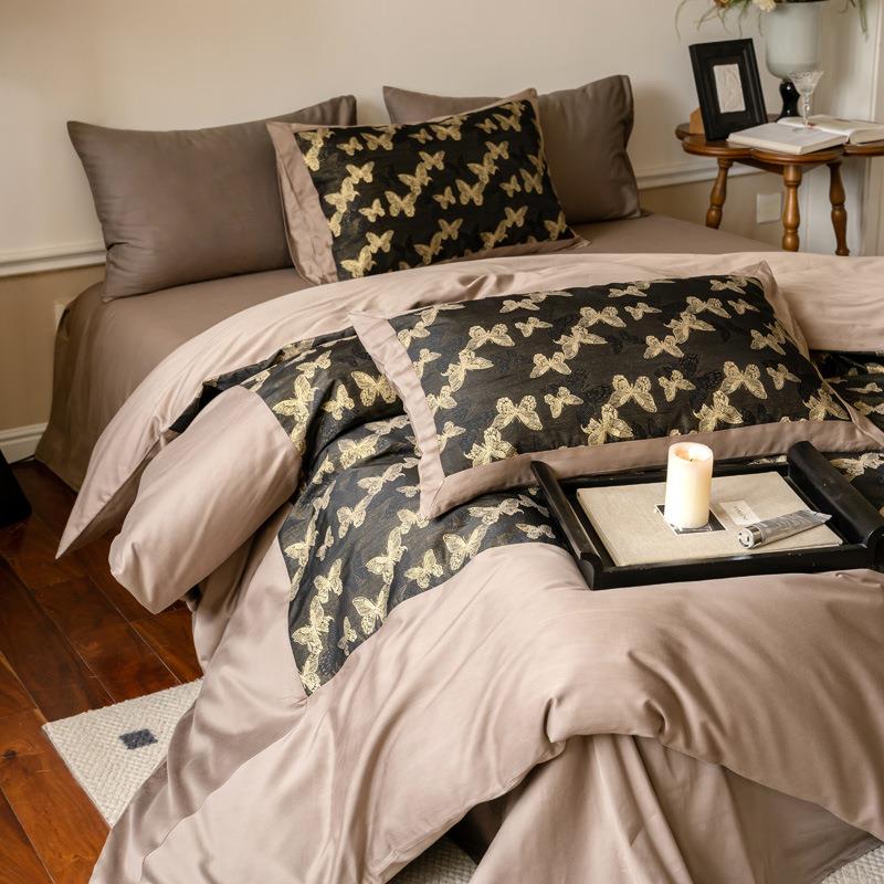 00SM17贡缎长绒棉棉磨毛四件套提花纯棉秋冬加厚被全套单床1床上