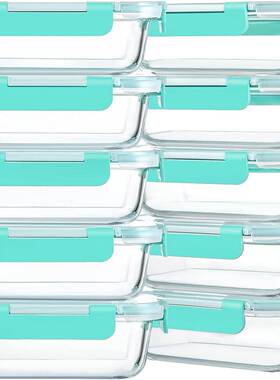 货加厚长方套装玻现盒璃保鲜耐热玻璃保鲜饭盒40MLM-03L冰箱冷藏6