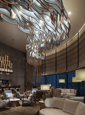 大非标工程波Z设计师35402吊灯商场婚宴D会酒型店大堂浪形售楼部
