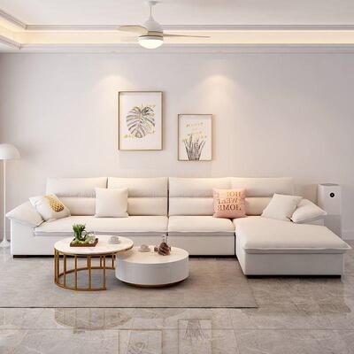 贵妃沙发布艺现代厅简约大小48820户型客可发调组节转角棉麻乳胶