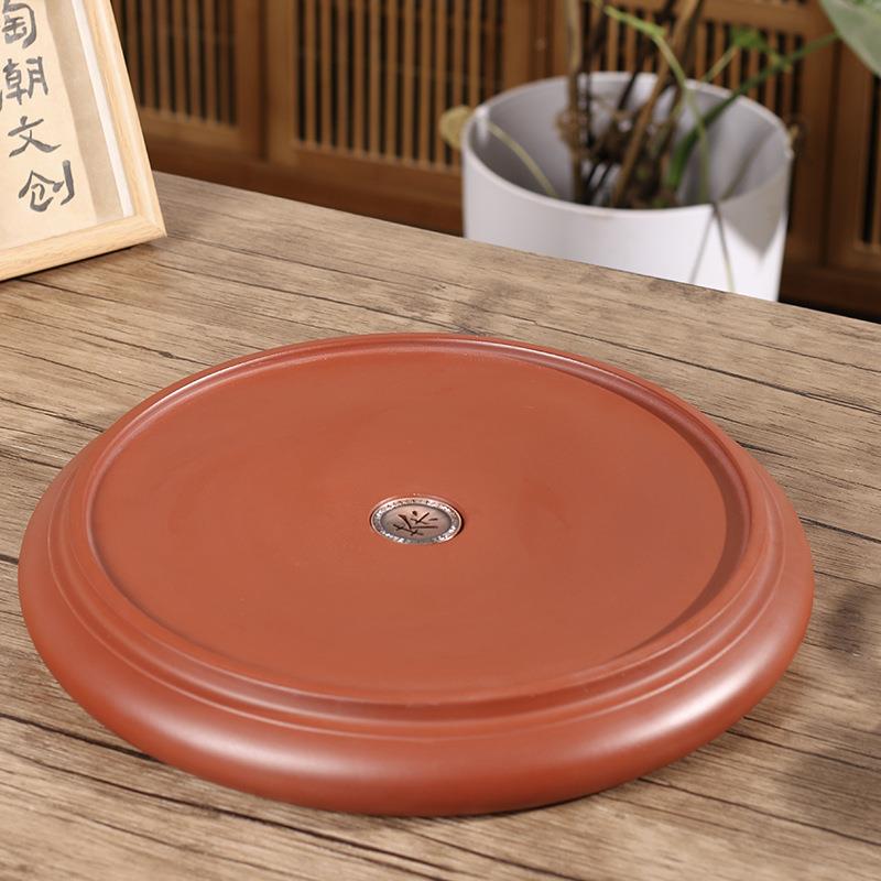 泥潮州AYQ大号14英茶纯手拉红茶盘寸圆形可排水工夫茶具干泡茶台