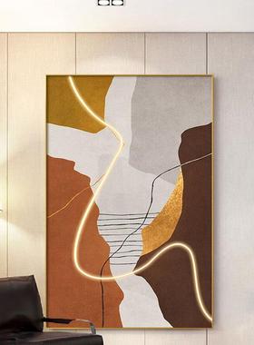 代轻奢橙色现厅装饰画巨幅抽象玄壁画客道别墅楼梯SQ5109挂画关厂