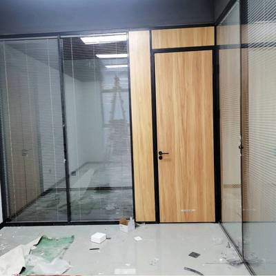 办公室玻璃隔断墙带百叶 铝材钢化玻璃  单双层玻璃屏风高隔间