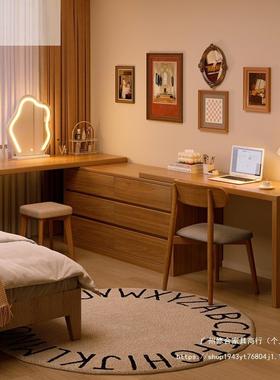 脑实一木梳台电桌书桌生态板卧室妆落地斗柜妆FSJ台体转角移动化