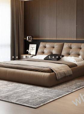 雯PNAD1圣卡床纳意式现代床主卧室奢大气双人云轻大头层朵床