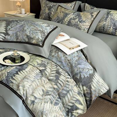 轻奢60支纯棉四件套全棉磨毛印花被套款床单床笠上新高端床用ZLD