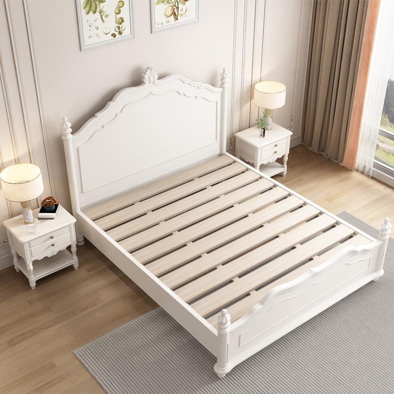 法5式奶油实压木床风气储物1.8米主卧白色美式轻奢1.米公主LC-11-