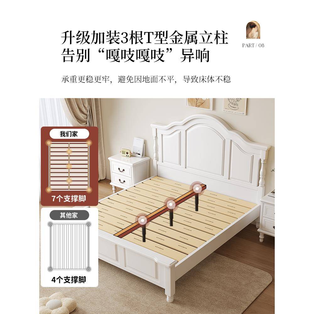 全实木床QHU美床白1.8现代欧式法色式双人床次卧2式米x米22主卧大