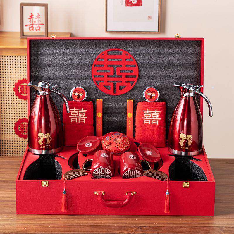 陪娘嫁套装妆套女嫁喜方结婚用品洗漱红盆嫁妆家一ZY1326整套