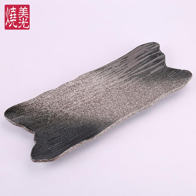 日式创和风西餐厅寿司盘子长陶瓷意条型甜品点心特盘色异DCF形盘