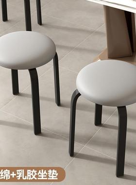 实凳子用结感耐用客厅铁板凳轻奢餐厅62516餐家桌可叠放皮圆凳其w