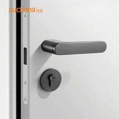 极简室房间锁卧室锁家用实黑镍拉丝木门机械门门锁卫生间静内音分