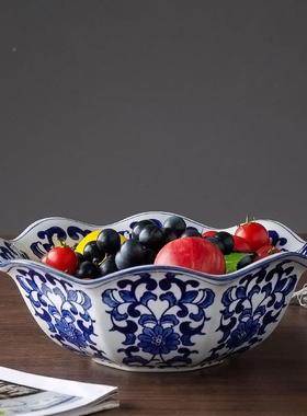 家陶瓷品水果盘居家用摆件号青20190328花瓷大供奉盘客厅茶几干果
