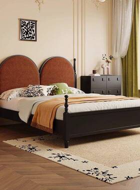 中风全实木床1.5m床主EIK卧胡桃古色法现代简约1式.人8m主卧婚床