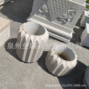 鱼ql0122锈石岗黄岩石雕莲花荷花种植花盆花花钵庭院大理石石头水