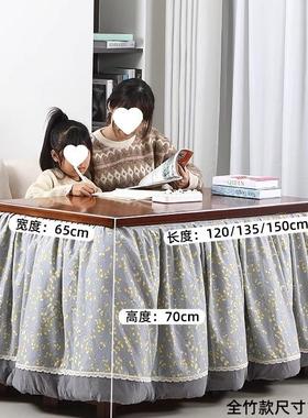 烤火桌子冬新款家用实木折RLL取叠长方烤火架楠竹简易季炕桌形暖