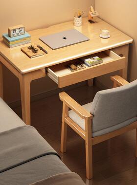 全实木书桌带抽屉字小户型写桌家用56837成人脑办公桌学电生椅学