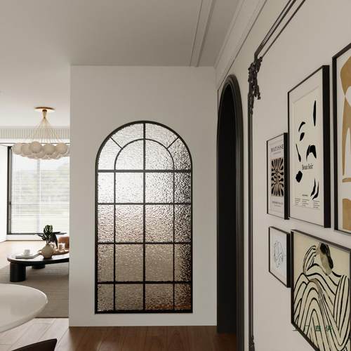 法式复古办奶油风遮屏风客厅餐51505厅入户隔断现代简约公室钢化