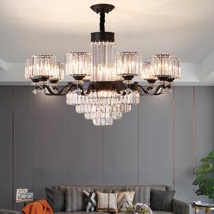 水晶轻奢客厅吊灯灯家现代简约大气吸顶新灯美式别欧塔墅吊灯欧式