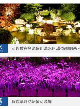 太阳能照树灯庭院户外防水41809池景水池水底鱼水下灯花园观绿射