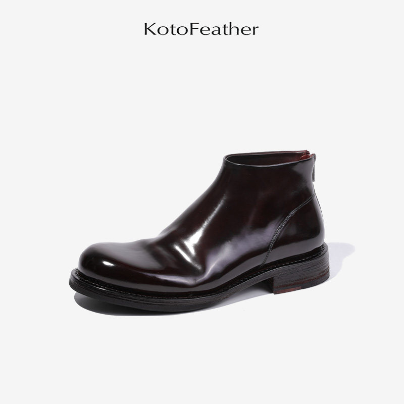 珡羽KotoFeather马臀皮切尔西靴