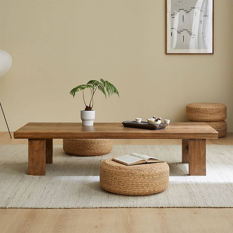 日式实木茶几榻榻米桌子矮桌禅意炕桌复古长条地桌阳台小茶几