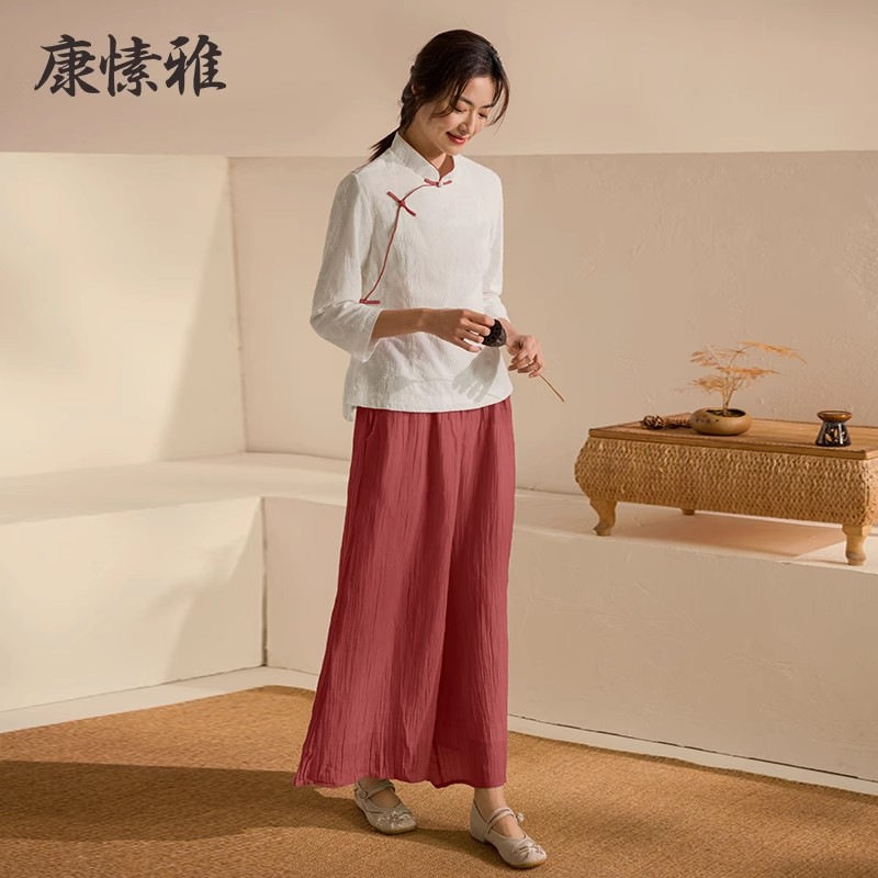 康愫雅宽松禅修服女秋季新款中国风复古禅修服棉麻打坐冥想居士服