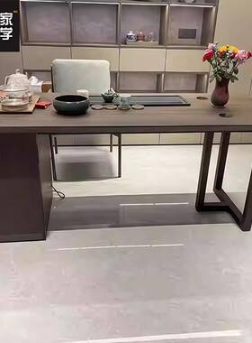 新室中式实木茶轻奢现代感北美胡桃桌黑木办公室茶家LKO用泡茶桌