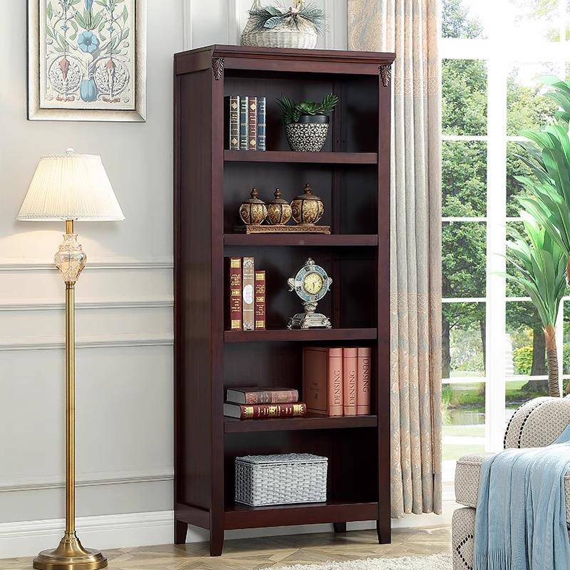 生美式实木17178书柜儿童置书架落地学中式书橱合书架组物架简约