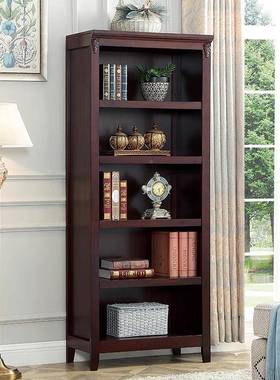 生美式实木17178书柜儿童置书架落地学中式书橱合书架组物架简约