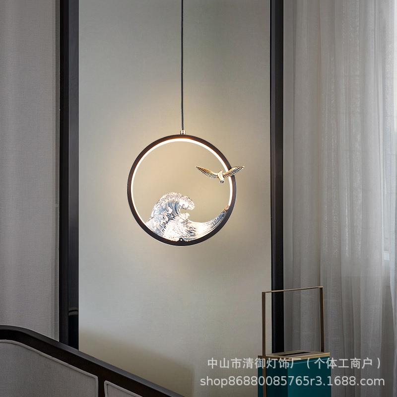 中全铜新中式卧室玄床头小吊灯走国风过道灯廊关茶室011-1吧台灯