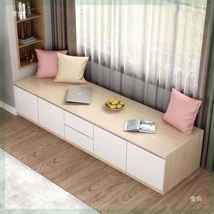 实木阳台储物飘柜窗长柜柜可坐条柜卧室榻榻755米窗台地矮柜置物