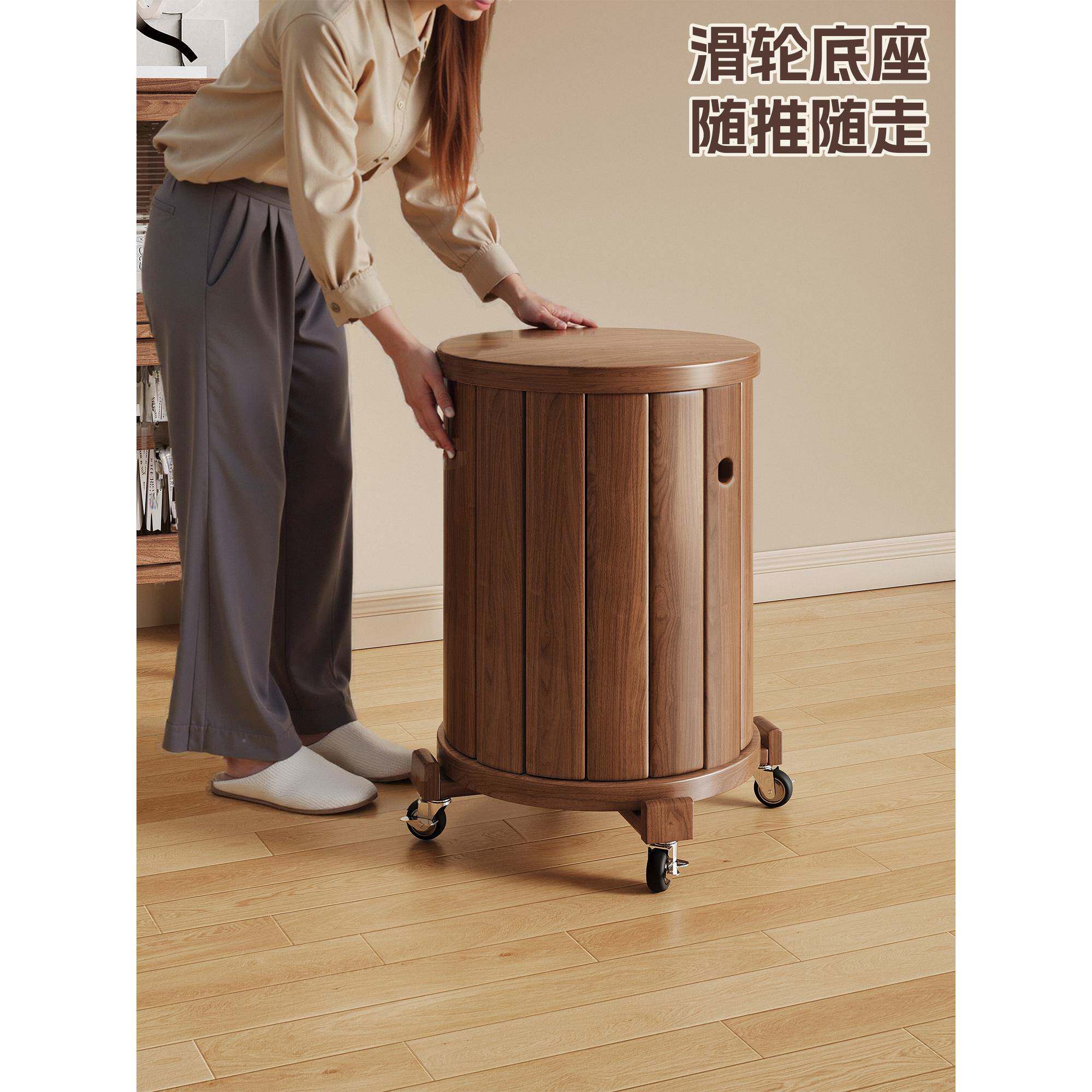 ?实木凳子可叠放家用叠乐带滑轮可叠凳收纳来Fhzuqzqg客叠备用堆