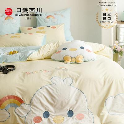 全贴棉A类纯棉水洗棉绣四花件套儿童三件套ZJF32856小清新四季款