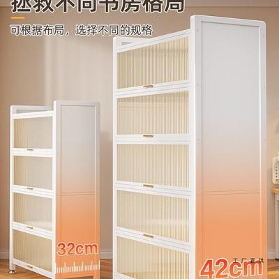 物钢制书架带门儿书柜落地家用客厅储985柜防尘展童示柜铁艺置架