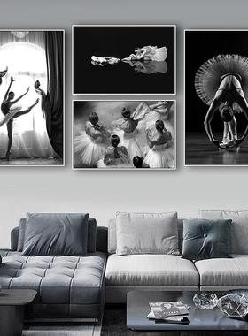 舞蹈室挂芭风蕾舞艺术学校练功房装画饰励画黑PBAL白工业舞者志壁