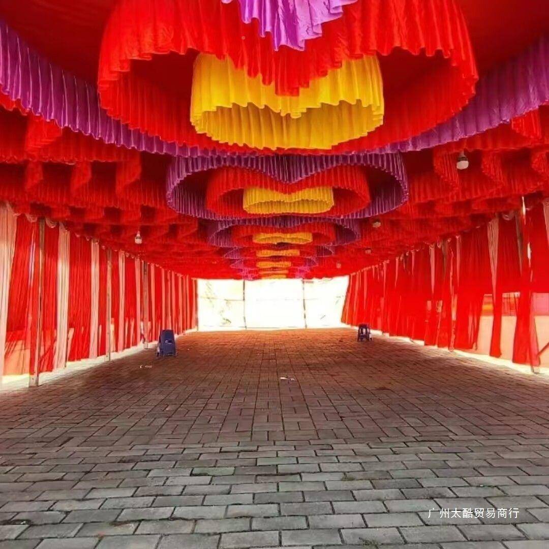 婚庆波浪一878体舞吊云顶纱篷吊顶纱纱幔顶婚礼堂台房吊顶云朵装