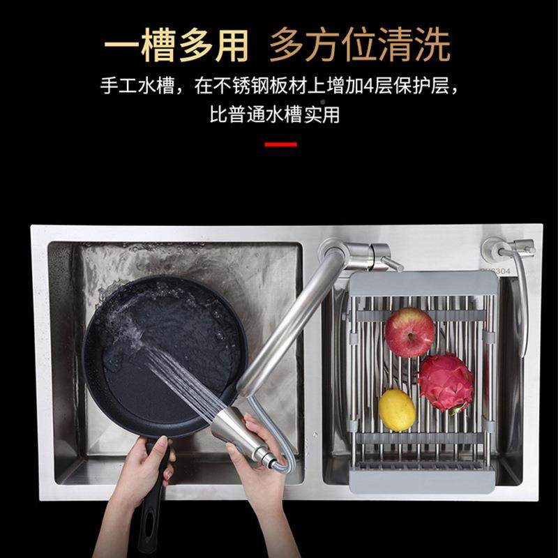 3手工水槽0池4不锈钢水槽双槽组工合加碗厚洗菜厨房用具套装手盆