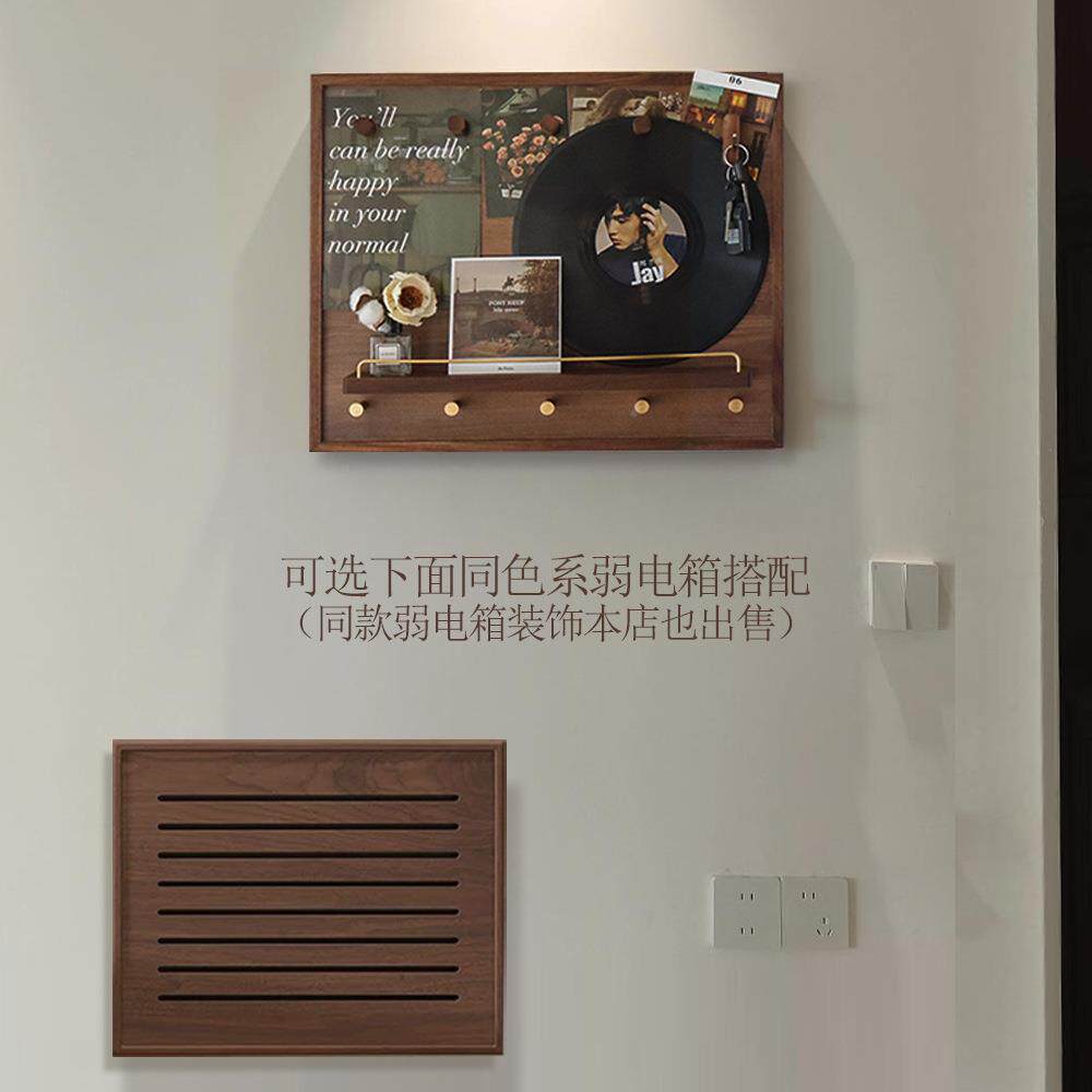 开门F99J5M5M式箱电表装架饰画遮挡网红实木黑画胡桃挂轻奢感置物