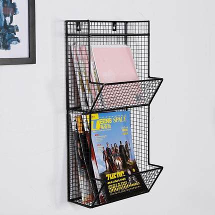 櫜实木板墙书架置架物复古壁15V铁艺层架上6G墙一字隔板创AL10188