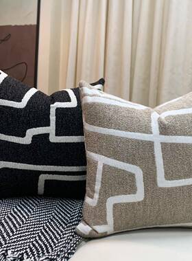 代简客厅沙发枕抱枕水墨中国约风靠SHYS088包床现上方腰靠黑白灰