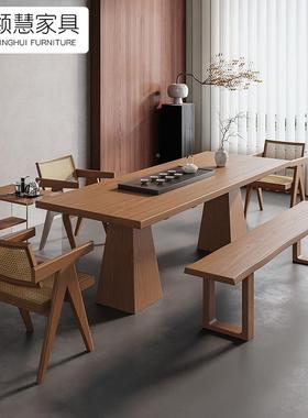 新式全实台木桌椅组合简约创意办公接待室LUA泡茶桌几何中方形茶