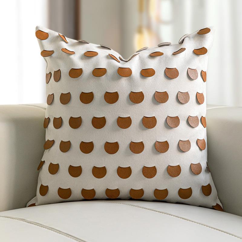 现代简约创DWO意织枕橘色半样圆编靠枕板间软装靠垫酒店抱民宿靠