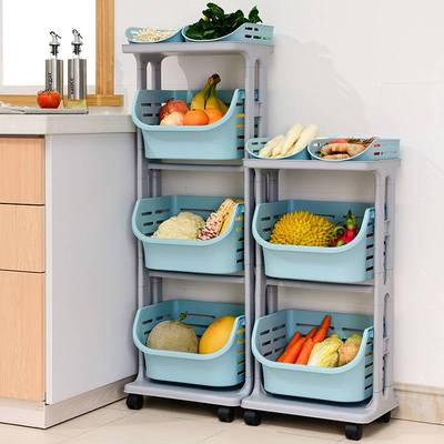 厨房蔬菜置物架落地多层多功能洗菜篮子放水果收纳筐用品家圣之圣