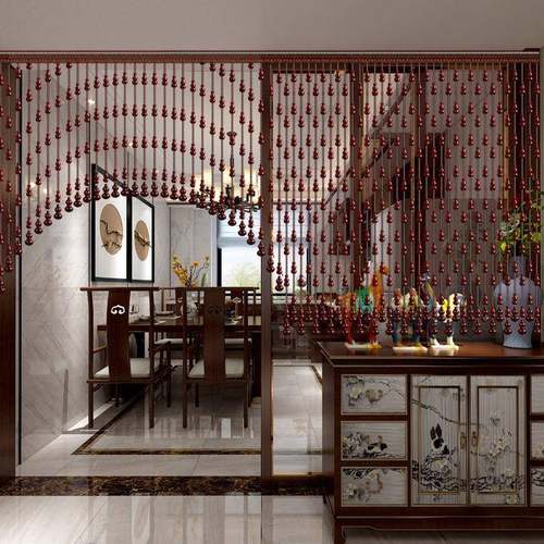 202芦5ZSY桃木葫珠帘水挂晶卧室门帘隔断房玄关装饰厕所免打厨孔